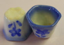 1 small hexigon blue floral ceramic pot