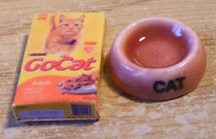 cat bowl and packet dark pink