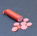 dolls house miniature a salami red sliced
