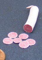 dolls house miniature a salami white sliced