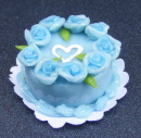 dolls-house-miniature cake blue roses