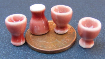 dolls-house-miniature ceramic egg cups 4 dark pink