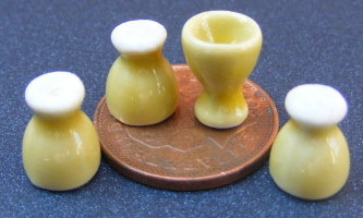 dolls-house-miniature ceramic egg cups 4 yellow