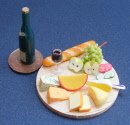 dolls-house-miniature cheese board and wine