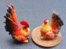 dolls-house-miniature chicken & cock 2