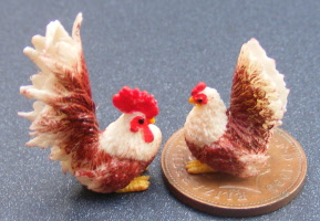 dolls-house-miniature chicken & cock 3