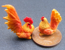 dolls-house-miniature chicken & cock 4