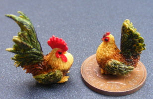 dolls-house-miniature chicken & cock 6