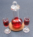 dolls-house-miniature decanter & 2 glasses