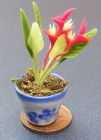 dolls-house-miniature flowers bird of paradise pot red & yellow