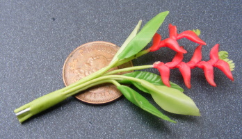 dolls-house-miniature flowers bird of paradise single red