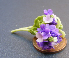 dolls-house-miniature flowers hydrangea s mauve
