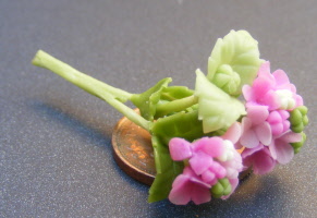 dolls-house-miniature flowers hydrangea s pink