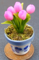 dolls-house-miniature flowers tulip p pink