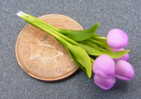 dolls-house-miniature flowers tulip s mauve