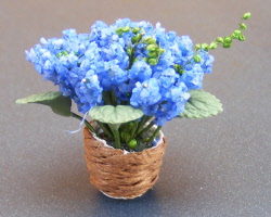 dolls-house-miniature flowers-blue-tub