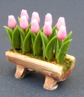 dolls-house-miniature flowers-tulip-trough