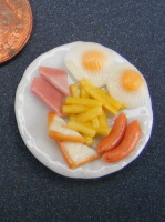 dolls-house-miniature food ham egg & chips small