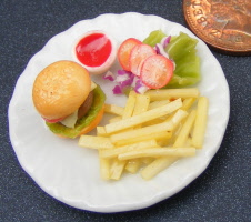 dolls-house-miniature food hamburger & chips large