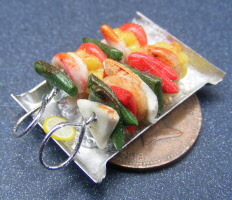 dolls-house-miniature food kebabs on a tray