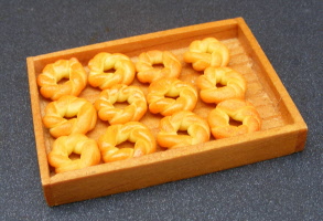 dolls-house-miniature ring pastry rolls bakers tray