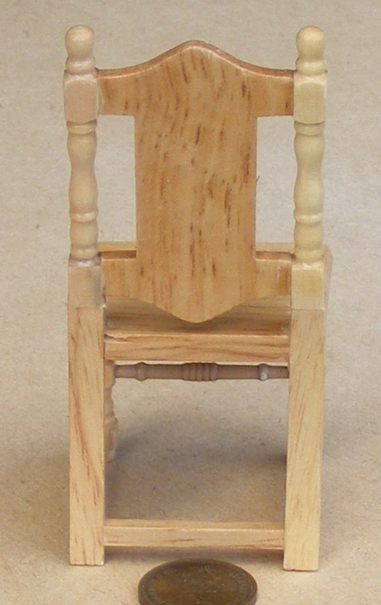 1:12 Scale Natural Finish Wood Spindle Backed Chair Tumdee Dolls House Kitchen 