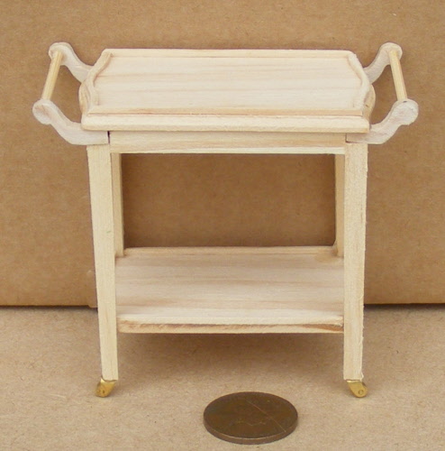 Mahogany Colour Wooden 2 Tier Tea Serving Trolley Tumdee 1:12 Scale Dolls House 