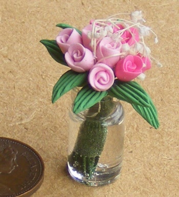 1:12 Scale Bunch Of 3 White Lilly Style Flowers In A Pot Tumdee Dolls House 