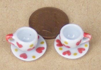 1:12 Scale 11 Piece Ceramic White & Pink Floral Tea Set Tumdee Dolls House RO7 
